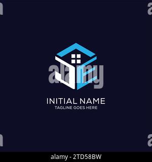 JE initial monogram logo with hexagonal shape style, real estate logo ...