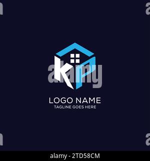 KP initial monogram logo with hexagonal shape and swoosh design ideas ...
