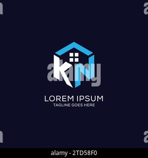KN initial monogram logo with hexagonal shape and swoosh design ideas ...