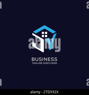 Initial logo JY monogram with abstract house hexagon shape, clean and elegant real estate logo design vector graphic Stock Vector