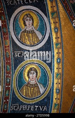 Mosaics in the Triumphal Arch, Euphrasian Basilica, 6th Century, UNESCO World Heritage Site, Porec, Croatia Stock Photo