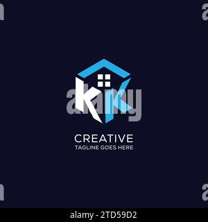 KK initial monogram logo with hexagonal shape style, real estate logo ...