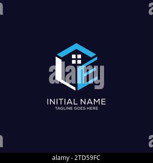 LE initial monogram logo with hexagonal shape style, real estate logo ...