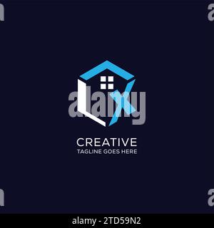LX initial monogram logo with hexagonal shape and swoosh design ideas ...