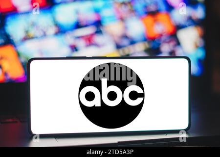 December 5, 2023, Brazil: In this photo illustration, the American Broadcasting Company (ABC) logo is displayed on a smartphone screen. (Credit Image: © Rafael Henrique/SOPA Images via ZUMA Press Wire) EDITORIAL USAGE ONLY! Not for Commercial USAGE! Stock Photo