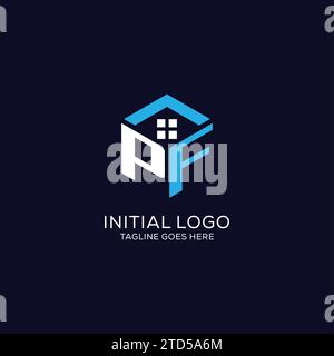PF initial monogram logo with hexagonal shape and swoosh design ideas ...