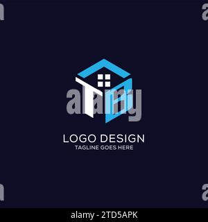 Initial logo TB monogram with abstract house hexagon shape, clean and elegant real estate logo design vector graphic Stock Vector