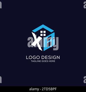 XB initial monogram logo with hexagonal shape and swoosh design ideas ...