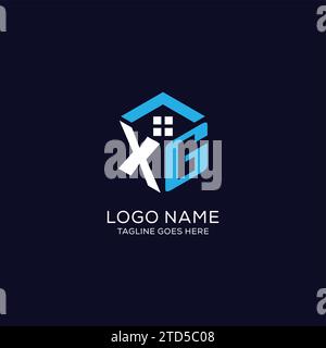 XG initial monogram logo with hexagonal shape style, real estate logo ...