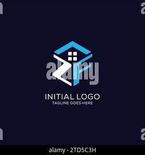 ZF initial monogram logo with hexagonal shape and swoosh design ideas ...