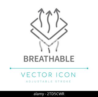 Breathable Textile Fabric Vector Line Icon Stock Vector