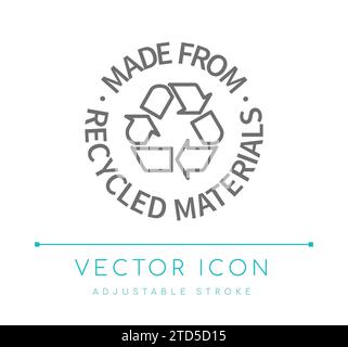 Made From Recycled Materials Vector Line Icon Stock Vector