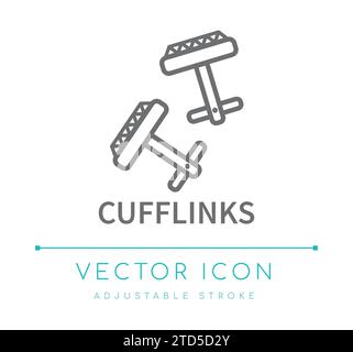 Cufflinks Jewelry Vector Line Icon Stock Vector