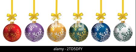 Set of shiny, glowing Christmas balls. Exclusive items, and highly rendered work for the upcoming Christmas. Stock Vector