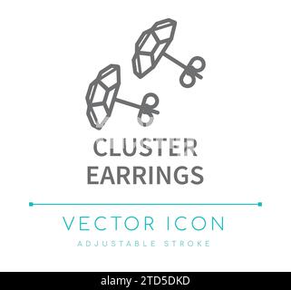 Cluster Earrings Jewelry Vector Line Icon Stock Vector