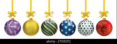 Set of shiny, glowing Christmas balls. Exclusive items, and highly rendered work for the upcoming Christmas. Stock Vector
