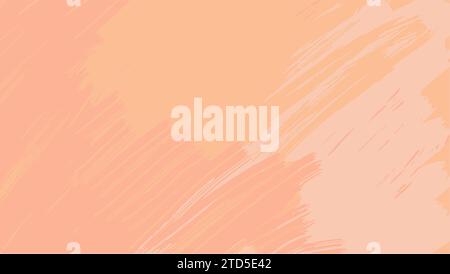 Abstract background with color of year 2024 Peach Fuzz. Brush strokes of paint. Smooth flow and blending of colors, splash of color. Oblique lines. Fo Stock Vector