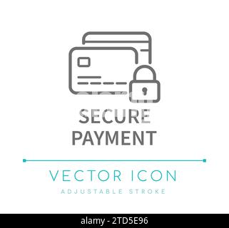 Secure payment icon vector line logo mark or symbol set collection ...