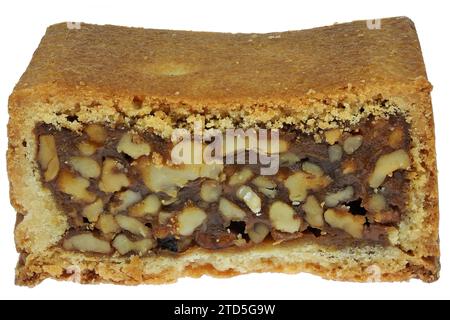 Engadine walnut cake isolated on white background Stock Photo