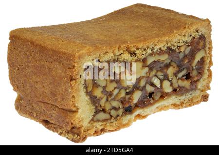 Engadine walnut cake isolated on white background Stock Photo