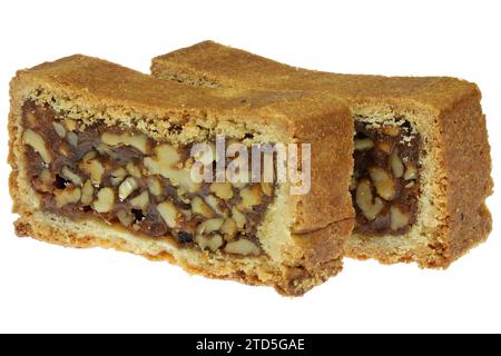 Engadine walnut cake isolated on white background Stock Photo
