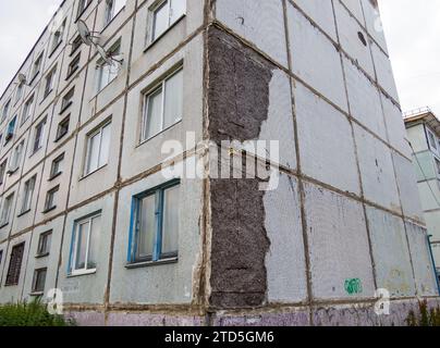 Sprinkled concrete slab finish of prefabricated house Stock Photo