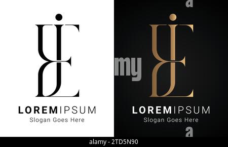 Luxury Initial EJ or JE Monogram Text Letter Logo Design Stock Vector