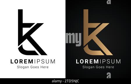 Luxury Initial TK or KT Monogram Text Letter Logo Design Stock Vector