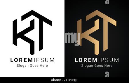 Luxury Initial TK or KT Monogram Text Letter Logo Design Stock Vector