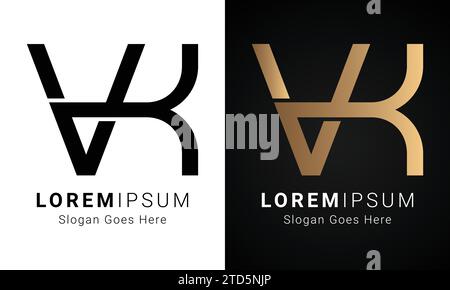 Luxury Initial VK or KV Monogram Text Letter Logo Design Stock Vector