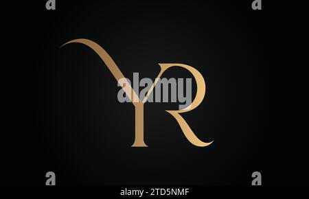 Luxury Initial YR or RY Monogram Text Letter Logo Design Stock Vector