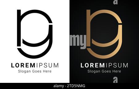 Luxury Initial GR or RG Monogram Text Letter Logo Design Stock Vector