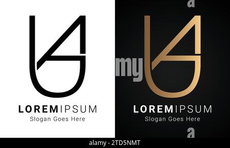 Luxury Initial UA or AU Monogram Text Letter Logo Design Stock Vector