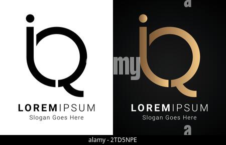 Luxury Initial QJ or JQ Monogram Text Letter Logo Design Stock Vector