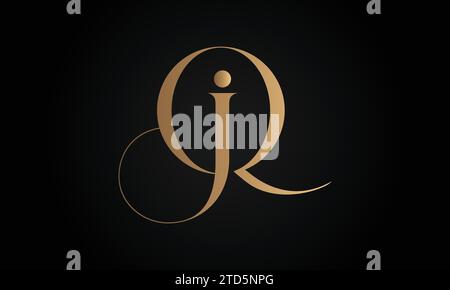 Luxury Initial QJ or JQ Monogram Text Letter Logo Design Stock Vector