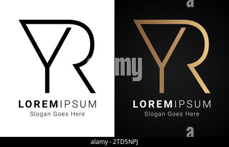 Luxury Initial YR or RY Monogram Text Letter Logo Design Stock Vector