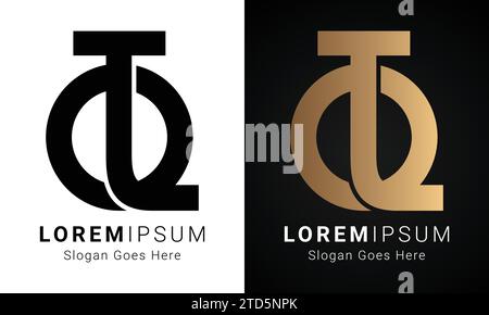 Luxury Initial QJ or JQ Monogram Text Letter Logo Design Stock Vector