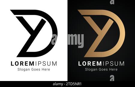 Luxury Initial DY or YD Monogram Text Letter Logo Design Stock Vector