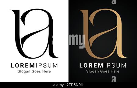 Luxury Initial UA or AU Monogram Text Letter Logo Design Stock Vector