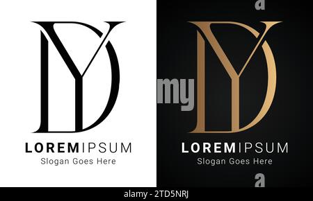 Luxury Initial DY or YD Monogram Text Letter Logo Design Stock Vector