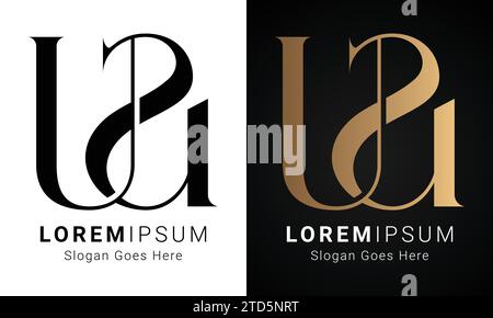 Luxury Initial UA or AU Monogram Text Letter Logo Design Stock Vector