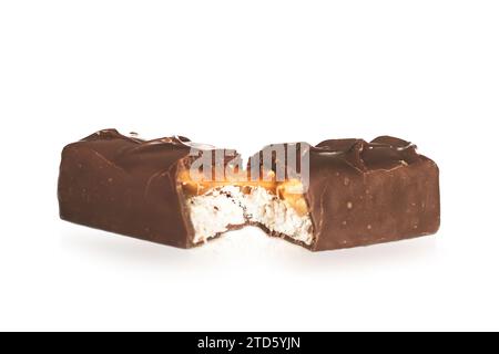 broken coconut nut caramel chocolate bar, isolated Stock Photo
