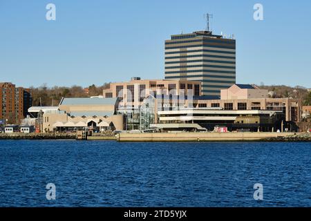 Alderney Landing in Dartmouth, Nova Scotia, seen from Ferry Stock Photo