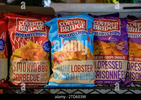 Covered Bridge Potato Chips- Various flavours: Atlantic Lobster, Smokin BBQ and All Dressed Stock Photo