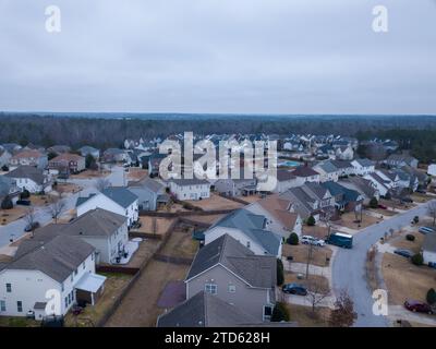 drone images of suburban single family home subdivisions in the united states Stock Photo