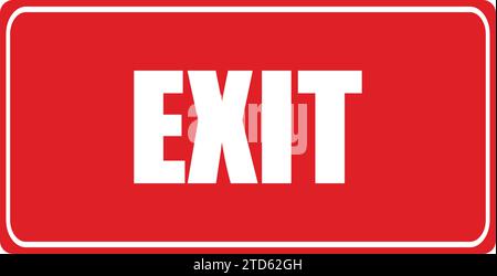 Red exit sign isolated on white Exit icon | Exit Red Color Label icon | Way of Exit Stock Vector