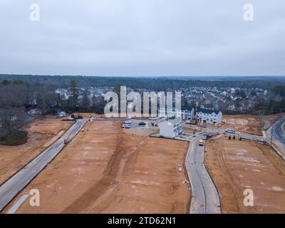 drone images of suburban single family home subdivisions in the united states Stock Photo