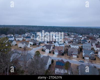 drone images of suburban single family home subdivisions in the united states Stock Photo