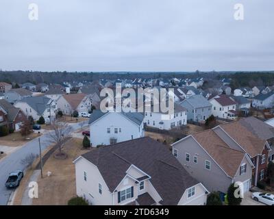 drone images of suburban single family home subdivisions in the united states Stock Photo