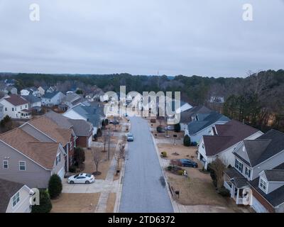 drone images of suburban single family home subdivisions in the united states Stock Photo